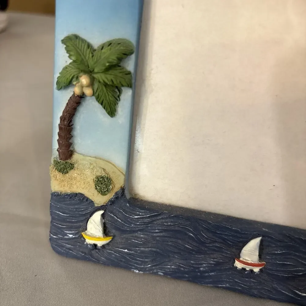Jamaica Tropical Beach Picture Frame Palm Tree Lighthouse 3.5x5 Photo Souvenir V